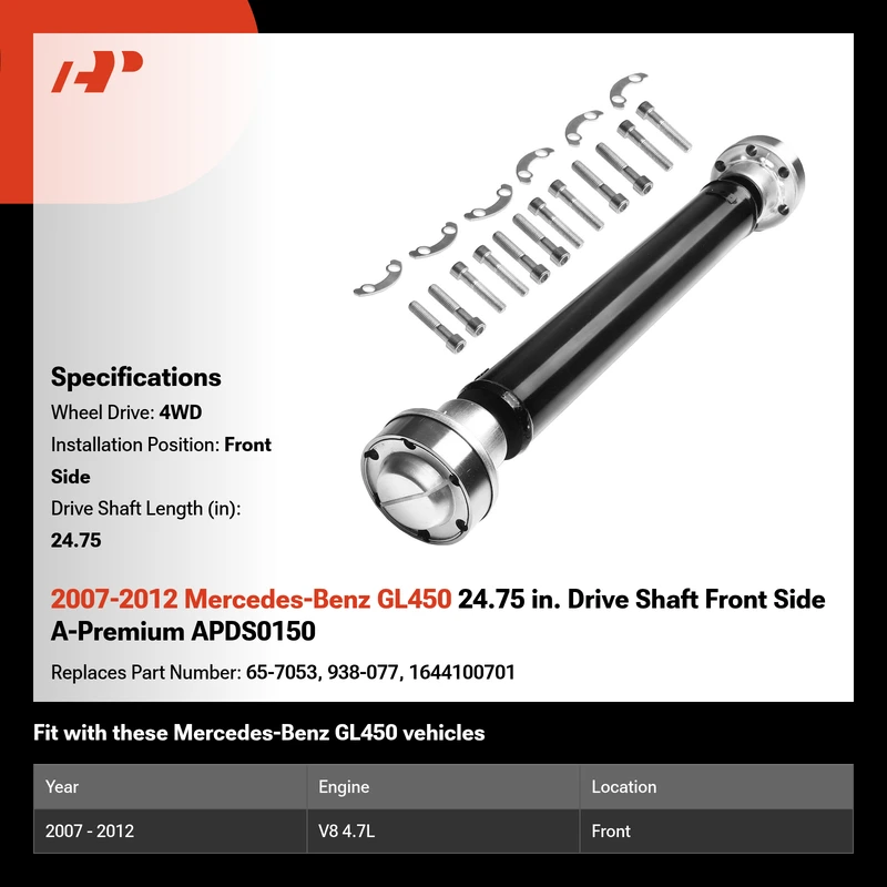 2007-2012 Mercedes-Benz GL450 24.75 in. Drive Shaft Front Side A-Premium APDS0150