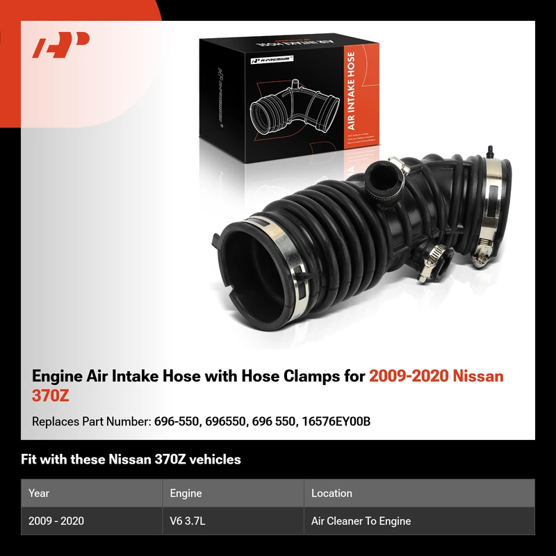 Engine Air Intake Hose with Hose Clamps for 2009-2020 Nissan 370Z
