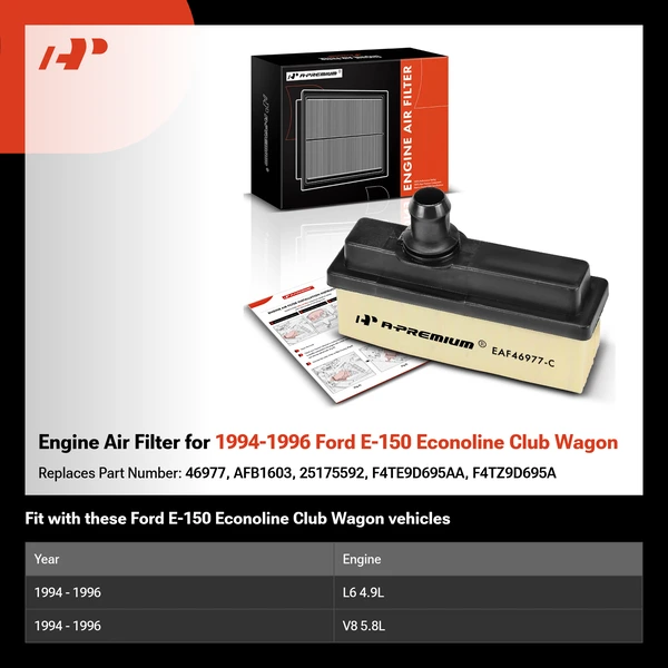 Engine Air Filter for 1994-1996 Ford E-150 Econoline Club Wagon