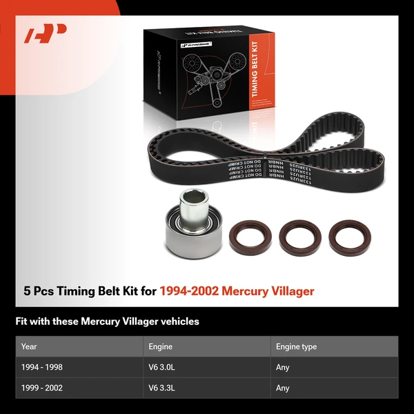 5 Pcs Timing Belt Kit for 1994-2002 Mercury Villager