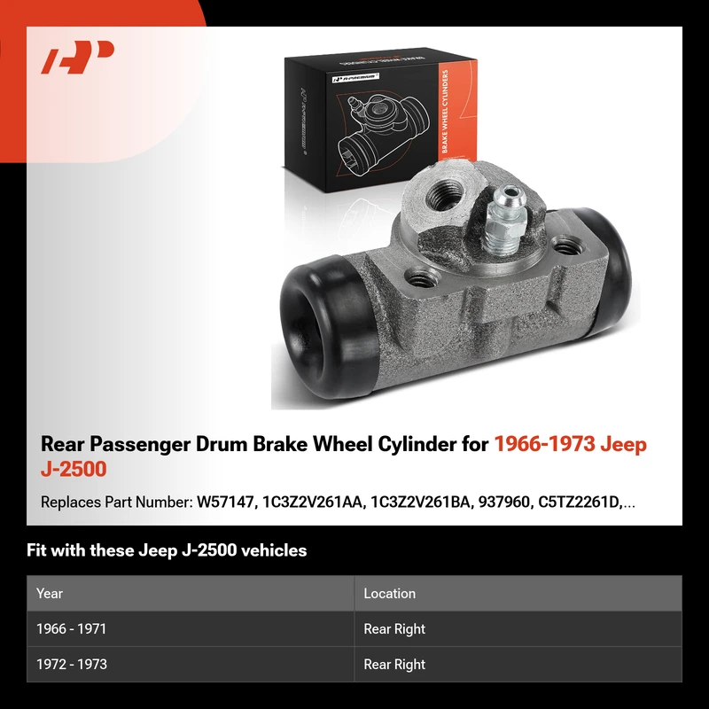 Rear Passenger Drum Brake Wheel Cylinder for 1966-1973 Jeep J-2500