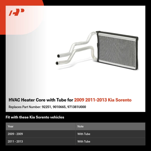 HVAC Heater Core with Tube for 2009 2011-2013 Kia Sorento