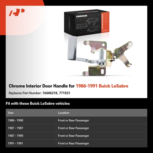 Chrome Interior Door Handle for 1986-1991 Buick LeSabre