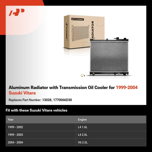 Aluminum Radiator with Transmission Oil Cooler for 1999-2004 Suzuki Vitara