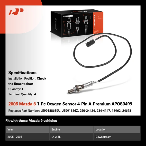 2005 Mazda 6 1-Pc Oxygen Sensor 4-Pin A-Premium APOS0499