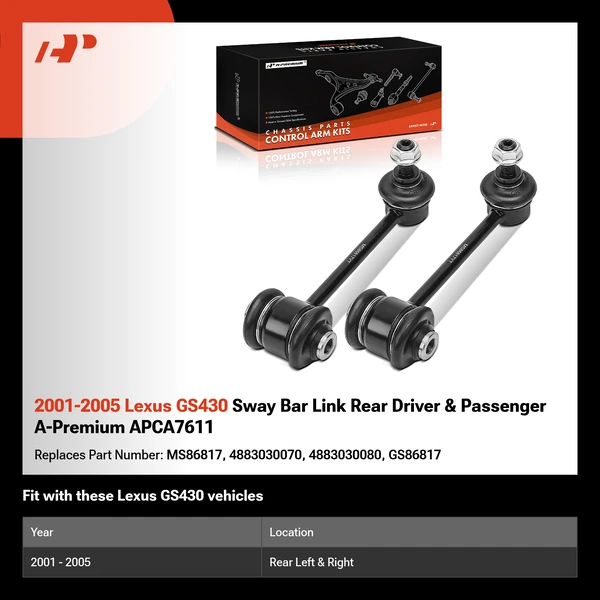 2001-2005 Lexus GS430 Sway Bar Link Rear Driver & Passenger A-Premium APCA7611