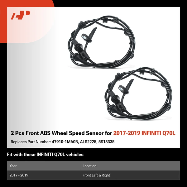 2 Pcs Front ABS Wheel Speed Sensor for 2017-2019 INFINITI Q70L