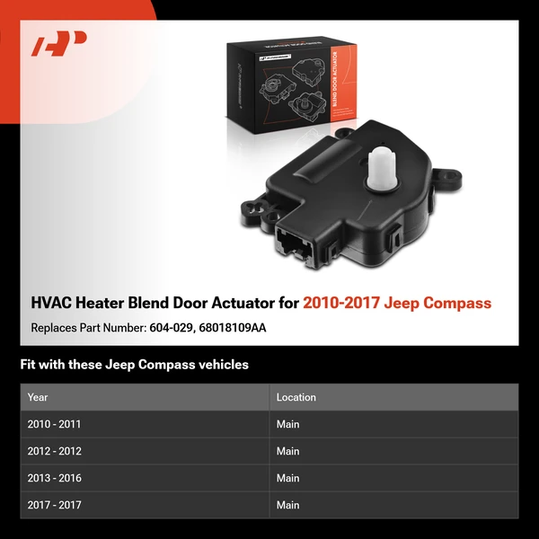 HVAC Heater Blend Door Actuator for 2010-2017 Jeep Compass