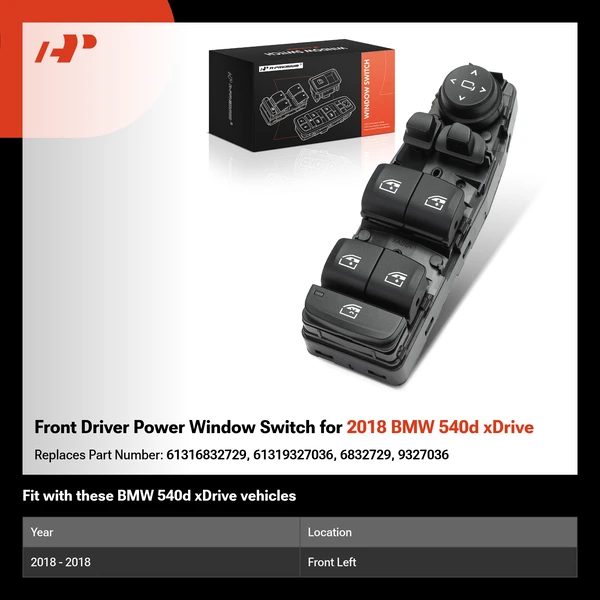 Front Driver Power Window Switch for 2018 BMW 540d xDrive