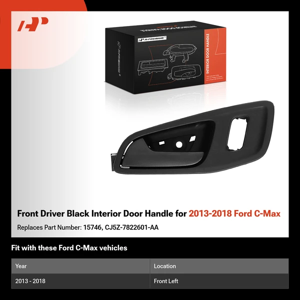Front Driver Black Interior Door Handle for 2013-2018 Ford C-Max