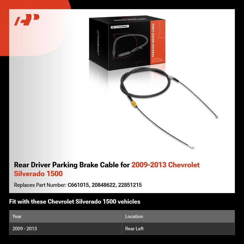 Rear Driver Parking Brake Cable for 2009-2013 Chevrolet Silverado 1500
