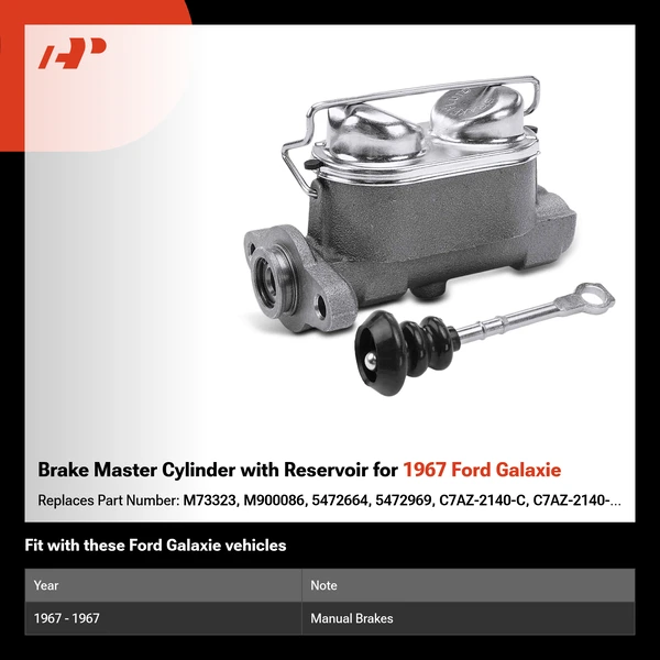 Brake Master Cylinder with Reservoir for 1967 Ford Galaxie