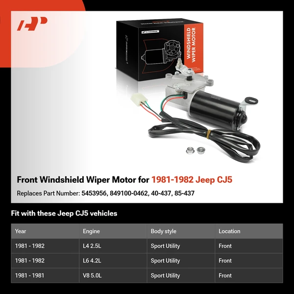 Front Windshield Wiper Motor for 1981-1982 Jeep CJ5