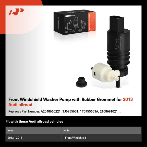 Front Windshield Washer Pump with Rubber Grommet for 2013 Audi allroad