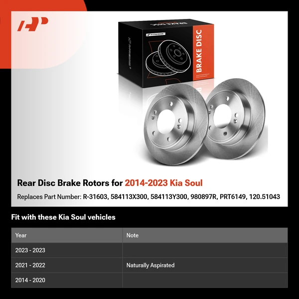 Rear Disc Brake Rotors for 2014-2023 Kia Soul