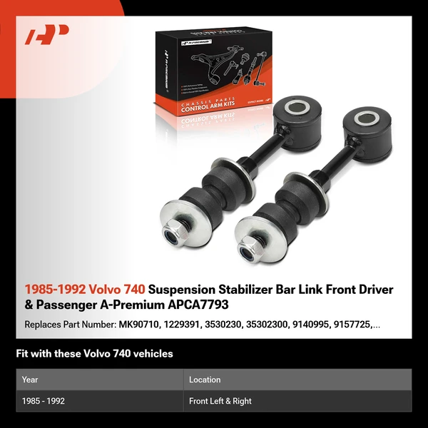 1985-1992 Volvo 740 Suspension Stabilizer Bar Link Front Driver & Passenger A-Premium APCA7793