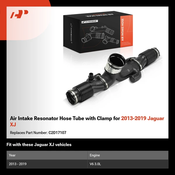 Air Intake Resonator Hose Tube with Clamp for 2013-2019 Jaguar XJ