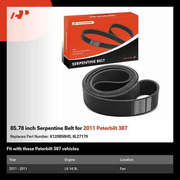85.78 inch Serpentine Belt for 2011 Peterbilt 387