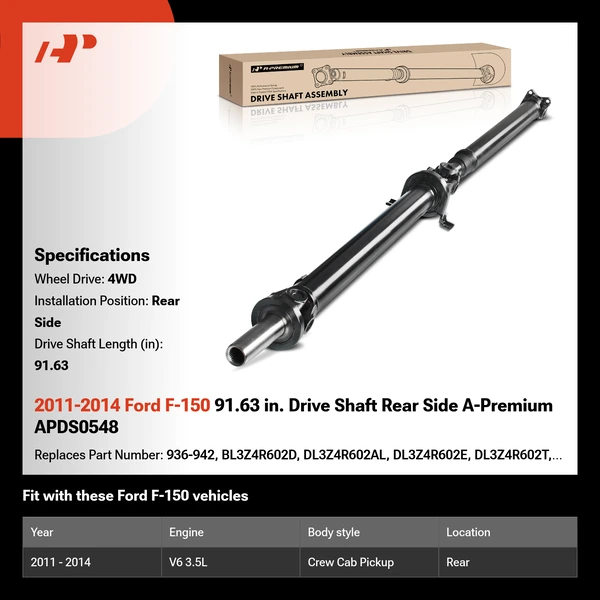 2011-2014 Ford F-150 91.63 in. Drive Shaft Rear Side A-Premium APDS0548