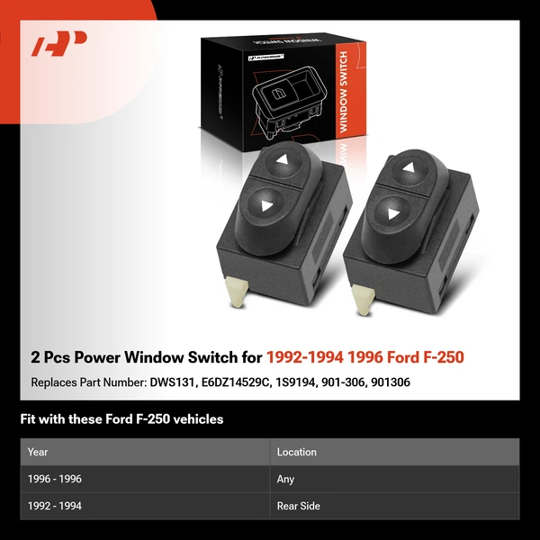 2 Pcs Power Window Switch for 1992-1994 1996 Ford F-250