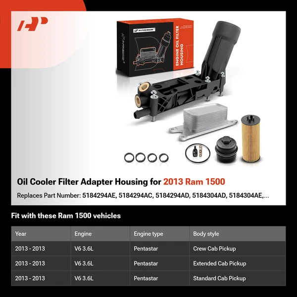 Oil Cooler Filter Adapter Housing for 2013 Ram 1500
