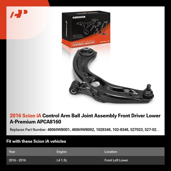 2016 Scion iA Control Arm Ball Joint Assembly Front Driver Lower A-Premium APCA8160