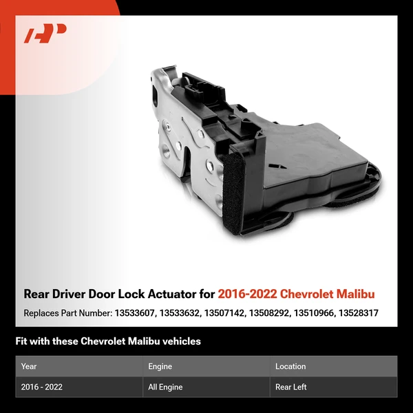 Rear Driver Door Lock Actuator for 2016-2022 Chevrolet Malibu