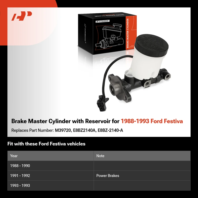 Brake Master Cylinder with Reservoir for 1988-1993 Ford Festiva