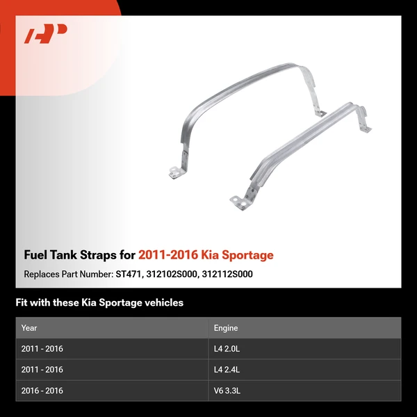 Fuel Tank Straps for 2011-2016 Kia Sportage