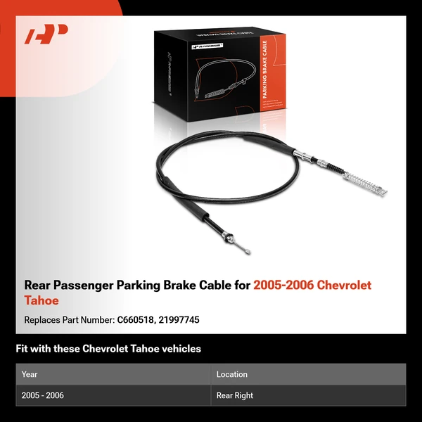 Rear Passenger Parking Brake Cable for 2005-2006 Chevrolet Tahoe
