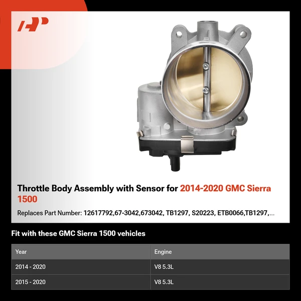 Throttle Body Assembly with Sensor for 2014-2020 GMC Sierra 1500