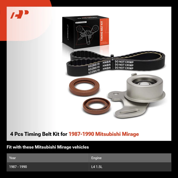 4 Pcs Timing Belt Kit for 1987-1990 Mitsubishi Mirage