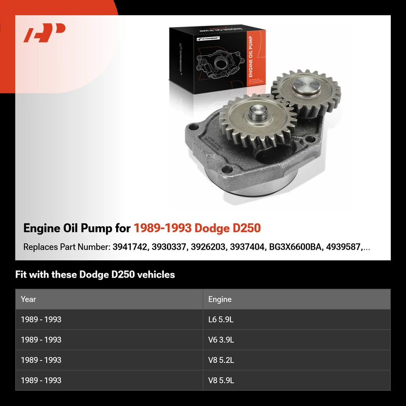 Engine Oil Pump for 1989-1993 Dodge D250