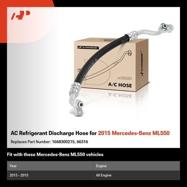 AC Refrigerant Discharge Hose for 2015 Mercedes-Benz ML550