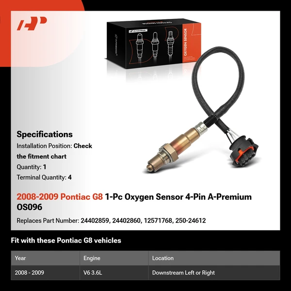 2008-2009 Pontiac G8 1-Pc Oxygen Sensor 4-Pin A-Premium OS096