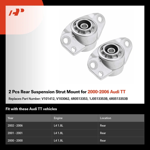 2 Pcs Rear Suspension Strut Mount for 2000-2006 Audi TT