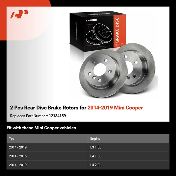 2 Pcs Rear Disc Brake Rotors for 2014-2019 Mini Cooper