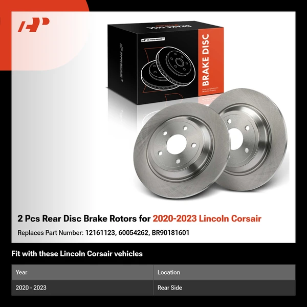 2 Pcs Rear Disc Brake Rotors for 2020-2023 Lincoln Corsair