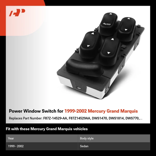 Power Window Switch for 1999-2002 Mercury Grand Marquis