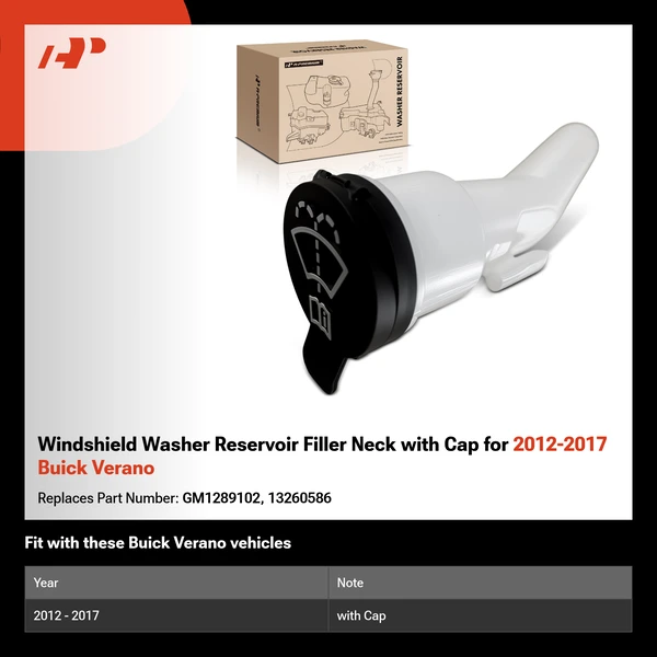 Windshield Washer Reservoir Filler Neck with Cap for 2012-2017 Buick Verano