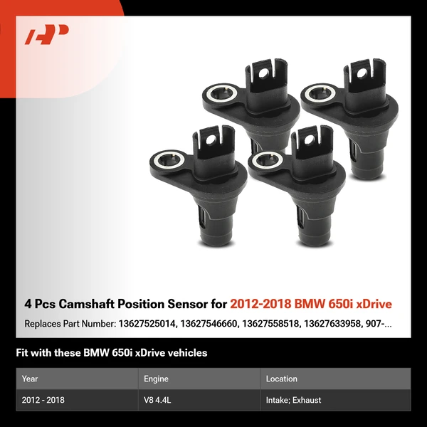 4 Pcs Camshaft Position Sensor for 2012-2018 BMW 650i xDrive