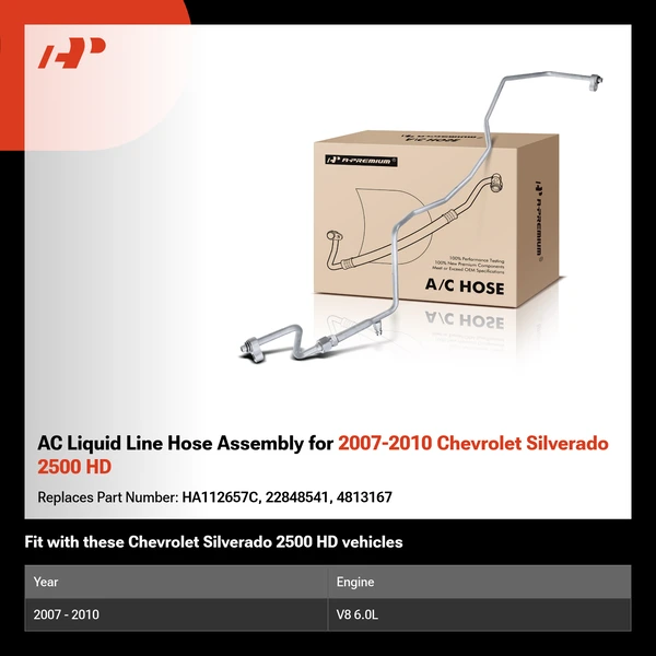 AC Liquid Line Hose Assembly for 2007-2010 Chevrolet Silverado 2500 HD