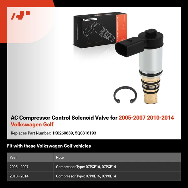 AC Compressor Control Solenoid Valve for 2005-2007 2010-2014 Volkswagen Golf
