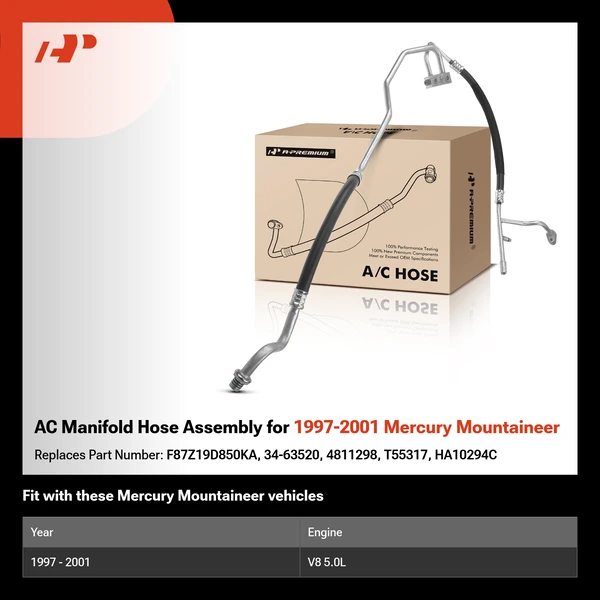 AC Manifold Hose Assembly for 1997-2001 Mercury Mountaineer