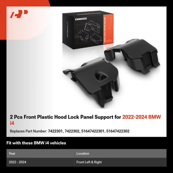 2 Pcs Front Plastic Hood Lock Panel Support for 2022-2024 BMW i4