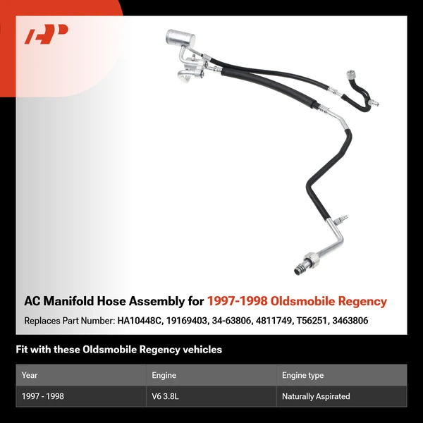 AC Manifold Hose Assembly for 1997-1998 Oldsmobile Regency