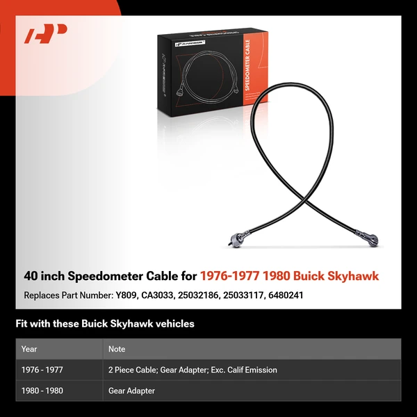 40 inch Speedometer Cable for 1976-1977 1980 Buick Skyhawk