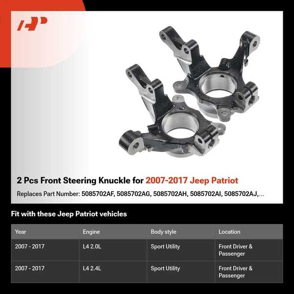 2 Pcs Front Steering Knuckle for 2007-2017 Jeep Patriot