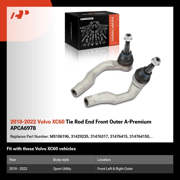 2018-2022 Volvo XC60 Tie Rod End Front Outer A-Premium APCA6978