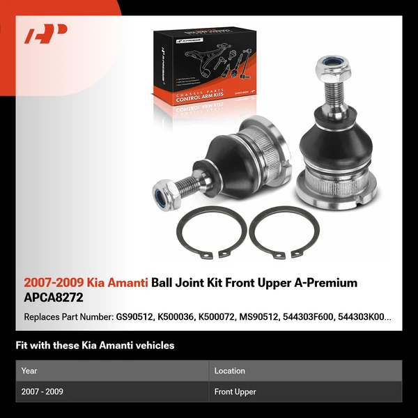 2007-2009 Kia Amanti Ball Joint Kit Front Upper A-Premium APCA8272